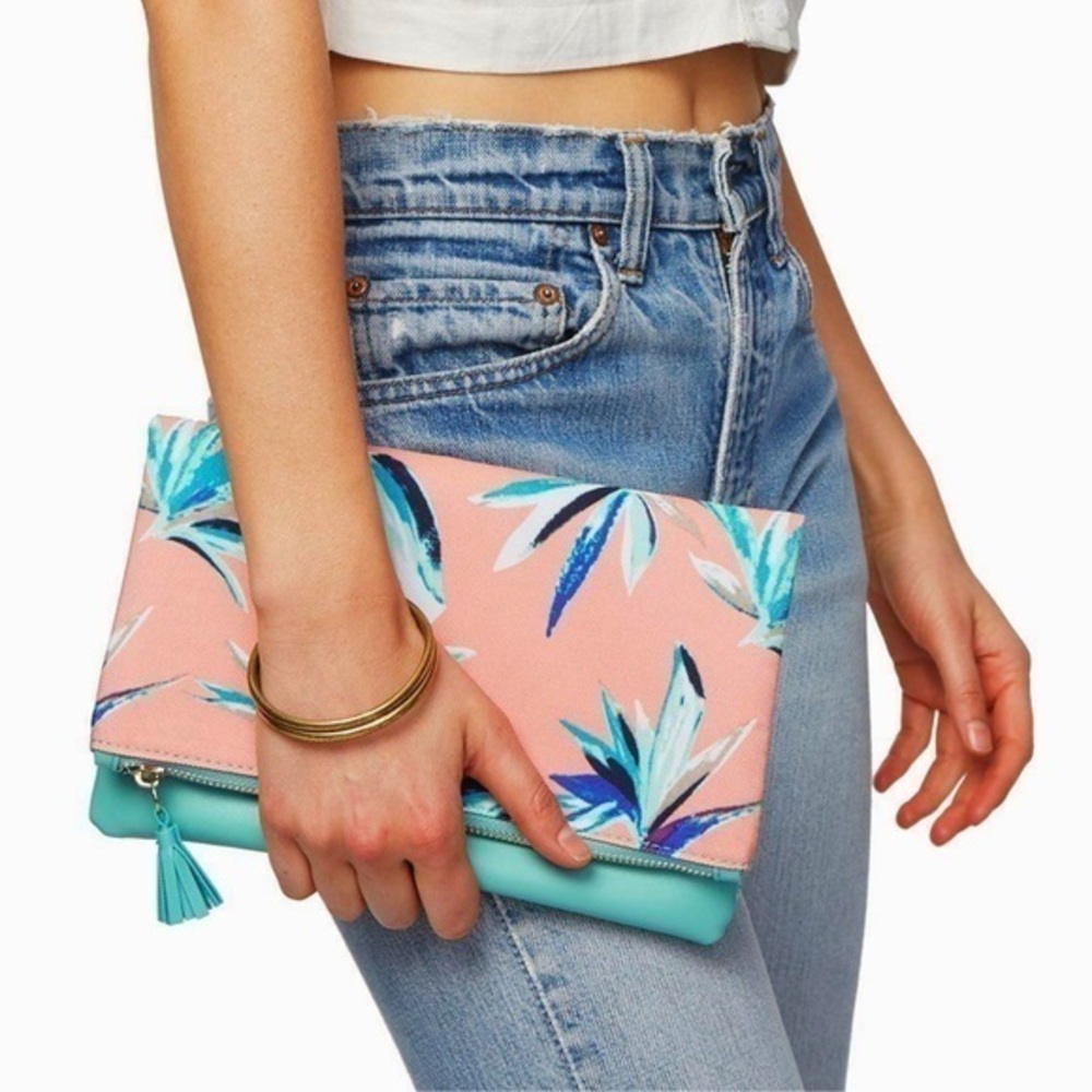 Rachel Pally Tropical Paradise Reversible Vegan Leather Clutch